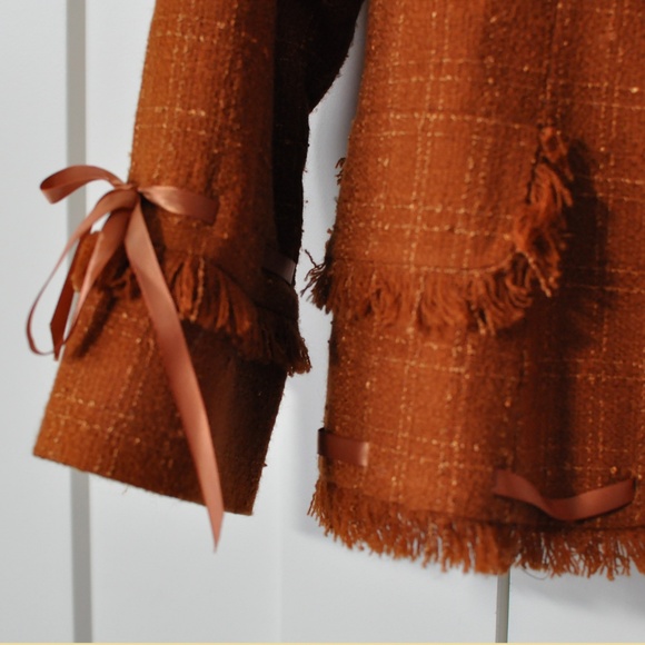 Maggie Sweet woven boucle rust jacket petite M - Picture 4 of 5